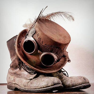 Steampunk Royalty-Free and Rights-Managed Images - Steampunk Top Hat and Boots - Ghostly Winter by Cindy Shebley