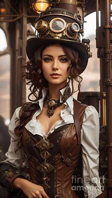 Steampunk Royalty Free Images - Steampunk Women Royalty-Free Image by George Hite