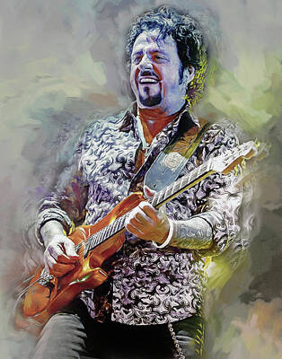 Jazz Mixed Media Royalty Free Images - Steve Lukather Toto Musican Royalty-Free Image by Mal Bray
