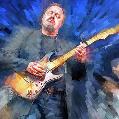 Musician Mixed Media Rights Managed Images - Steve Rothery Marillion Royalty-Free Image by Mal Bray