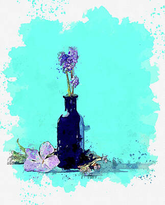 Still Life Royalty-Free and Rights-Managed Images - Still life No 055, watercolor, by Ahmet Asar by Celestial Images