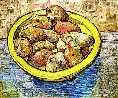 Boho Christmas - Still Life Potatoes in a Yellow Dish by Vincent Van Gogh 1888 by Vincent Van Gogh