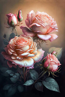 Roses Digital Art - Still Life Roses by Billy Bateman