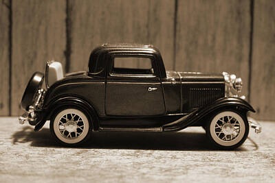 Staff Picks Cortney Herron - Still Life - Toys - 1932 Ford Coupe 07 - BW - Old Fashioned by Pamela Critchlow