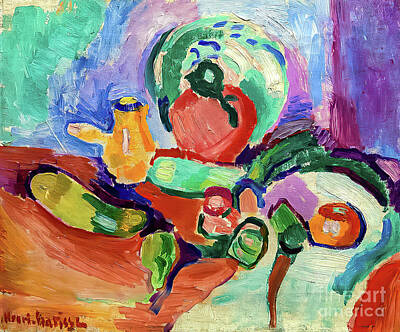 Food And Beverage Royalty-Free and Rights-Managed Images - Still Life With Vegetables by Henri Matisse 1905 by Henri Matisse