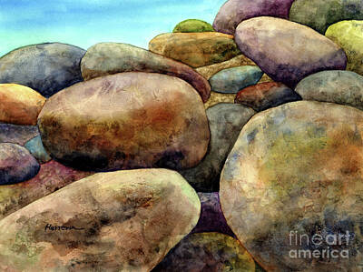 Paintings - Still Water Rocks - Pastel Colors by Hailey E Herrera