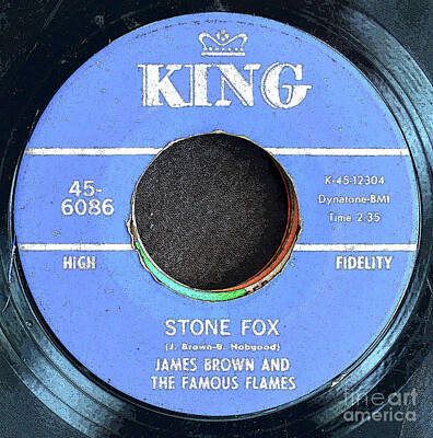 Music Mixed Media - Stone Fox 45 record James Brown and the Famous Flames by David Lee Thompson