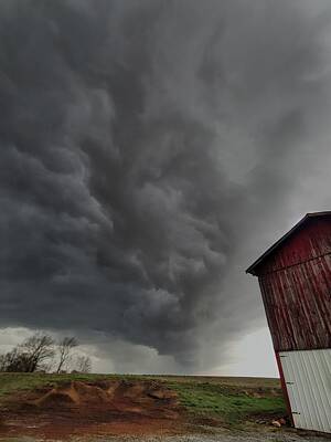 Road And Street Signs - Storm Beyond The Barn by Ally White