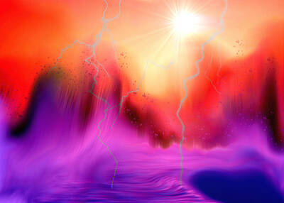 Abstract Landscape Digital Art - Storm on a Distant Star Alien Landscape Abstract  by Shelli Fitzpatrick