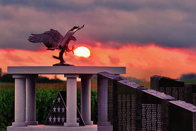 Amy Hamilton Animal Collage - Stoughton Veterans Memorial - eagle catching the sun by Peter Herman