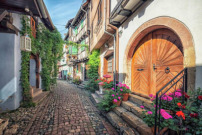 Royalty-Free and Rights-Managed Images - Street in Eguisheim Village by Manjik Pictures