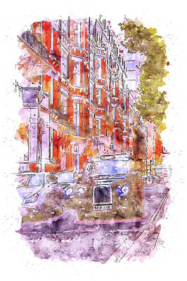 Recently Sold - London Skyline Paintings - Streets of London - 14 by AM FineArtPrints