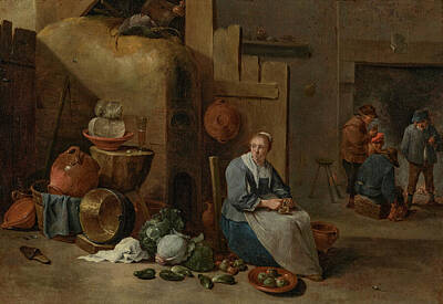 Food And Beverage Paintings - Studio Of David Teniers Ii by MotionAge Designs