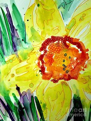 Roses Paintings - Study in daffodils continues  by Rose Elaine