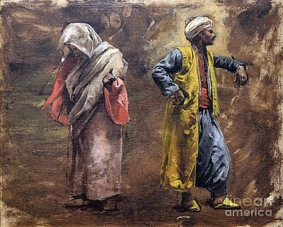 Cities Paintings - Study of Two Figures - Edwin Lord Weeks by Sad Hill - Bizarre Los Angeles Archive