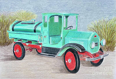 Transportation Drawings - Sturdi Sprinkler Truck 2 by Glenda Zuckerman