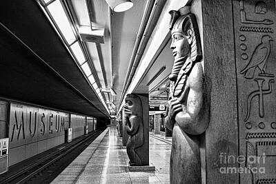 Watercolor City Skylines - Subway Pharaoh, In Black and White by Maria Faria Rodrigues