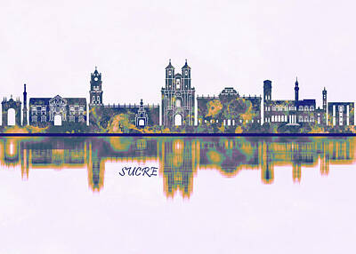 Landscapes Mixed Media Royalty Free Images - Sucre Skyline Royalty-Free Image by NextWay Art