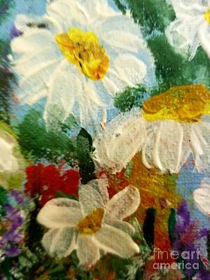 Roses Paintings - Summer Daisies  by Rose Elaine