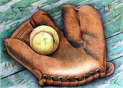 Baseball Drawings - Summer Memories by Charles Walker