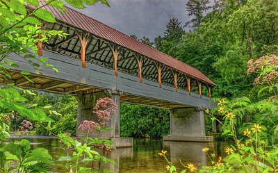 Little Mosters - Summer Morning at the Covered Bridge by Marcy Wielfaert