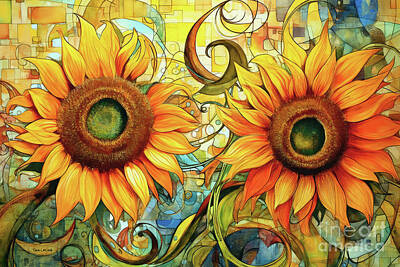 Sunflowers Paintings - Summer Sunflowers by Tina LeCour