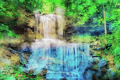 Mans Best Friend Rights Managed Images - Summer Waterfall Watercolor Royalty-Free Image by Dan Sproul