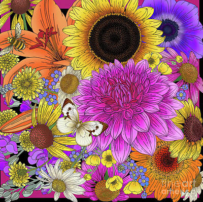 Sunflowers Rights Managed Images - Sunburst Royalty-Free Image by Mindy Sommers