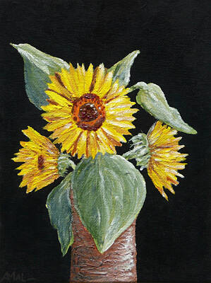 Sunflowers Paintings - Sunflower by Anastasiya Malakhova