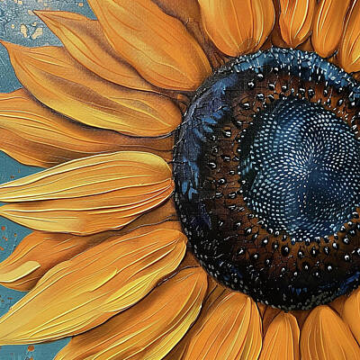 Sunflowers Paintings - Sunflower close up by Jose Alberto
