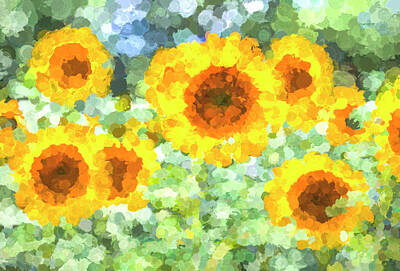 Impressionism Photos - Sunflower Dreaming Art by David Pyatt