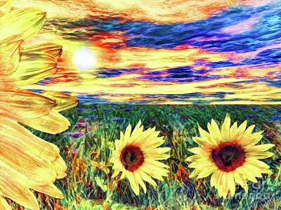 Sunflowers Mixed Media - Sunflower Field  by Daniel Janda