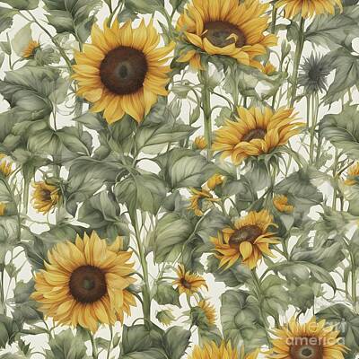 Sunflowers Digital Art - Sunflower grove by Sen Tinel