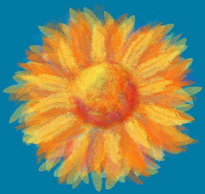 Sunflowers Digital Art - Sunflower in Orange For Peace and Justice by Iris Richardson