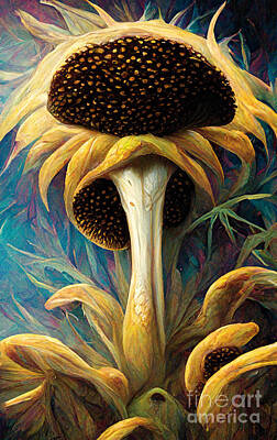 Sunflowers Digital Art - Sunflower mushrooms by Sabantha