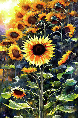 School Tote Bags Royalty Free Images - Sunflowers 2 Royalty-Free Image by Elaine Manley