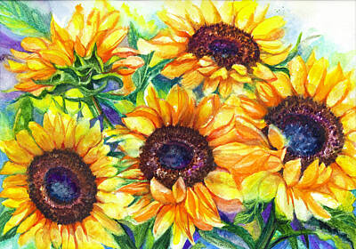 Bicycle Graphics Rights Managed Images - Sunflowers IV Royalty-Free Image by Patricia Allingham Carlson