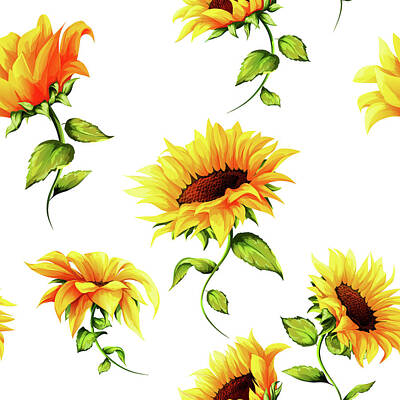 Sunflowers Mixed Media - Sunflowers pattern by Julien