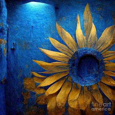 Sunflowers Royalty-Free and Rights-Managed Images - Sungod 4 by Mindy Sommers