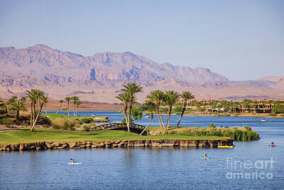 Cities Royalty-Free and Rights-Managed Images - Sunny view of the lake landscape of Lake Las Vegas by Chon Kit Leong