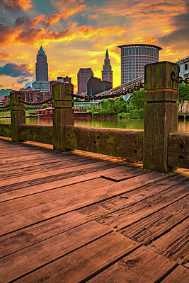 Mellow Yellow - Sunrise Ablaze Over The Cleveland Skyline by Gregory Ballos