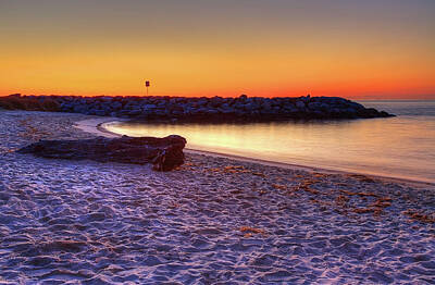 Lori A Cash Royalty-Free and Rights-Managed Images - Sunrise at Fort Monroe Beach by Lori A Cash
