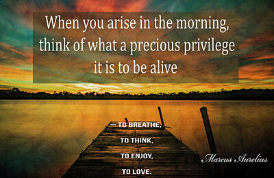 Thomas Kinkade - Sunrise Nature Quote Marcus Aurelius by Dan Sproul
