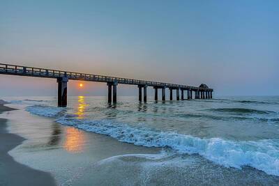 Airplane Patents - Sunrise on the NEW Surfside Pier in Surfside Beach SC by Steve Rich