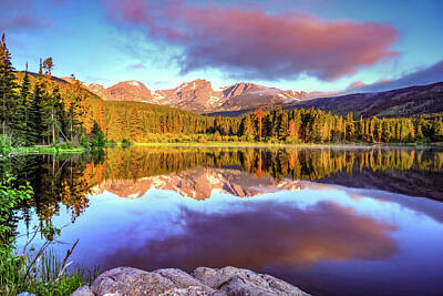 Architecture David Bowman - Sunrise On The Rocky Mountains At Sprague Lake by Gregory Ballos