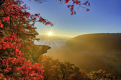 World War 2 Action Photography - Sunrise Over Ozark National Forest and Hawksbill Crag at Whitaker Point by Gregory Ballos