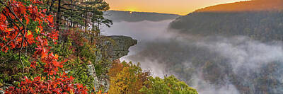Jazz Collection - Sunrise Panorama At Hawksbill Crag In The Ozark National Forest by Gregory Ballos