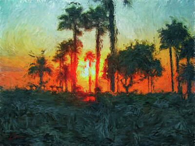 Abstract Landscape Digital Art - Sunset at Venice Beach by Shawn Conn
