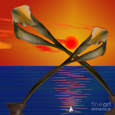 Lilies Digital Art - Sunset flowers by Bruce Rolff