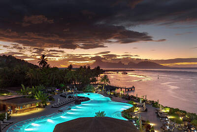Beach Photo Rights Managed Images - Sunset From Hilton Resort Tahiti Royalty-Free Image by Dr K X Xhori
